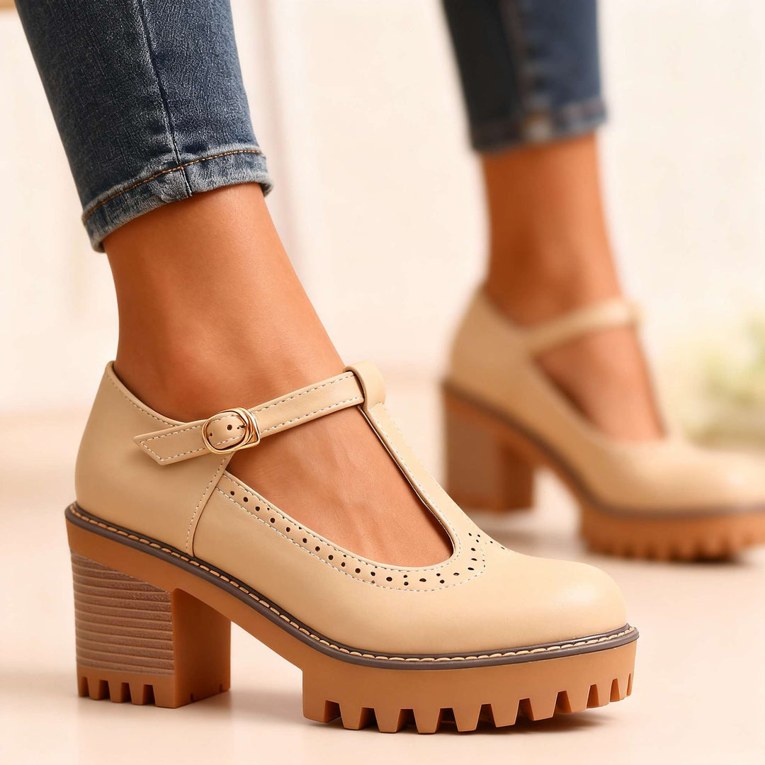 Chunky T-Strap Mary Jane Heels