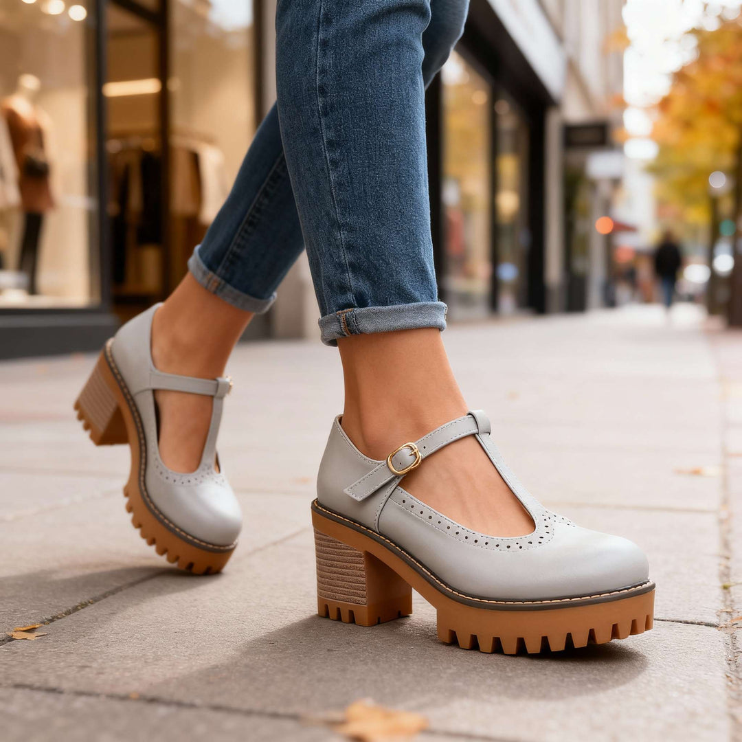 Chunky T-Strap Mary Jane Heels