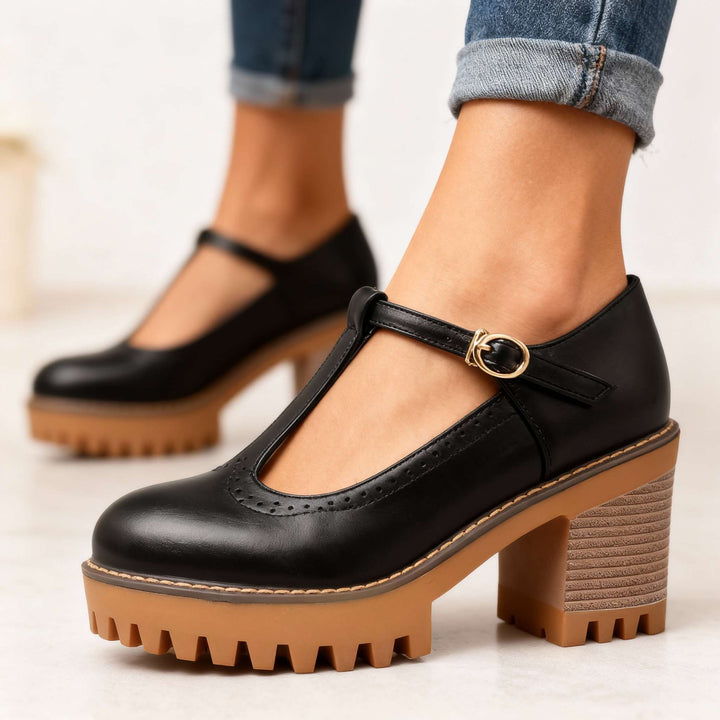 Chunky T-Strap Mary Jane Heels