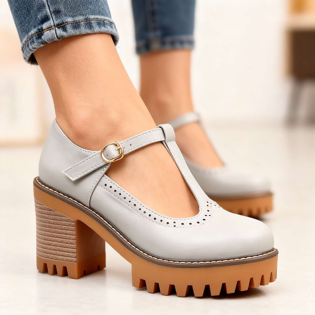 Chunky T-Strap Mary Jane Heels